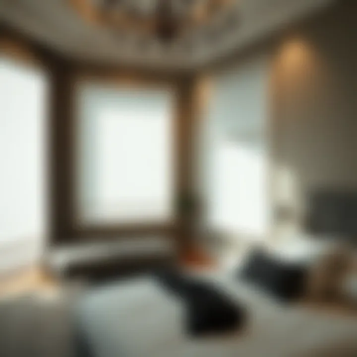 Stylish installation of privacy blinds that harmonizes with bedroom decor