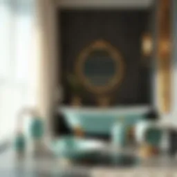 Elegant turquoise bathroom accessories arranged harmoniously