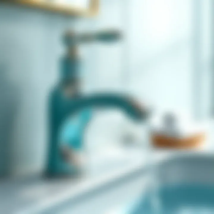 Modern Turquoise Faucet Design Close-up of a turquoise faucet showcasing modern design