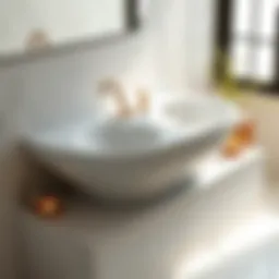 Elegant two hole bathroom sink with modern faucets