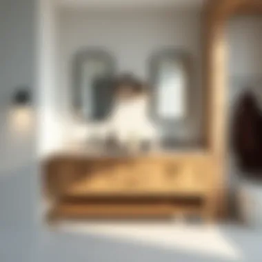 Elegant double sink bathroom vanity with natural wood finish