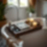 Elegant Wooden Bathtub Caddy with Accessories Elegant wooden bathtub caddy with a book and candles