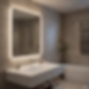 Elegant Bathroom Design with LED Mirror Stylish bathroom featuring a sleek LED Bluetooth mirror