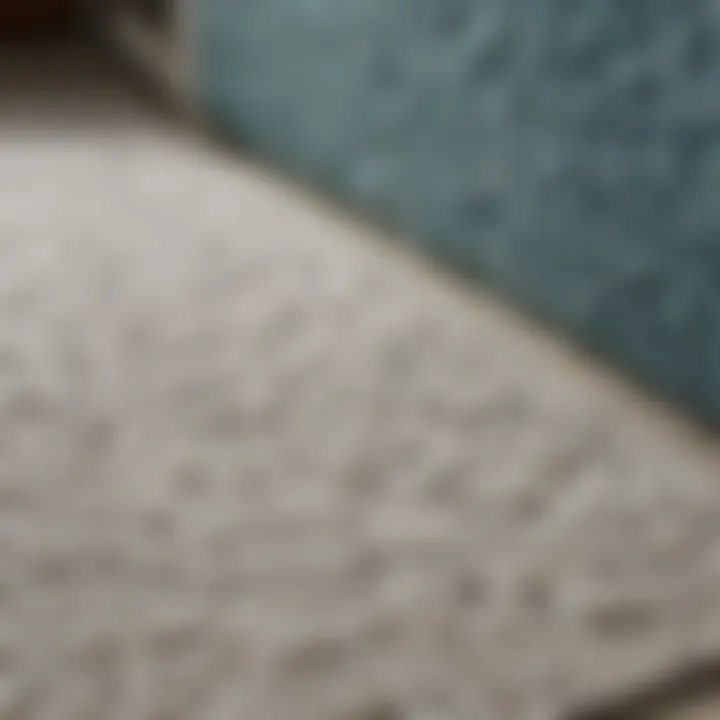 Close-up of different materials for washable bath rugs