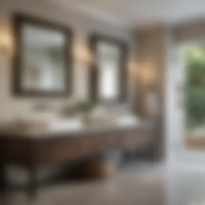 A beautifully designed bathroom layout incorporating a double sink vanity as a focal point.