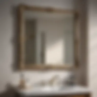 Close-up of a stylish 31 inch bathroom mirror frame