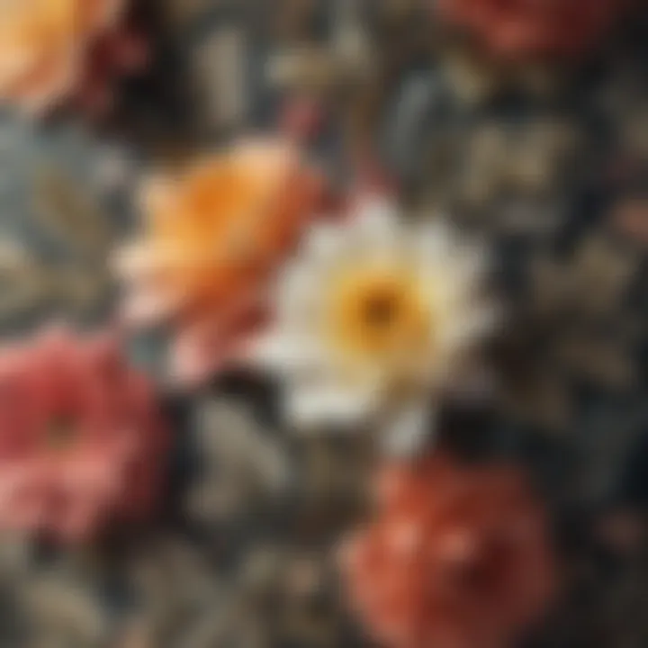 Close-up of floral vintage wallpaper design