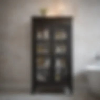Stylish vintage metal cabinet integrated into modern bathroom decor