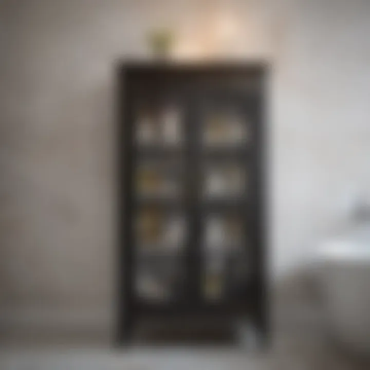 Stylish vintage metal cabinet integrated into modern bathroom decor