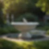 Elegant white bird bath in a tranquil garden setting