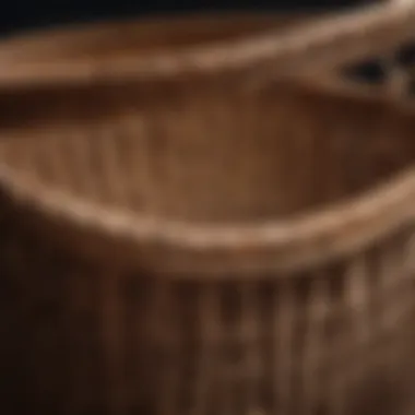 Close-up of wicker basket details highlighting craftsmanship