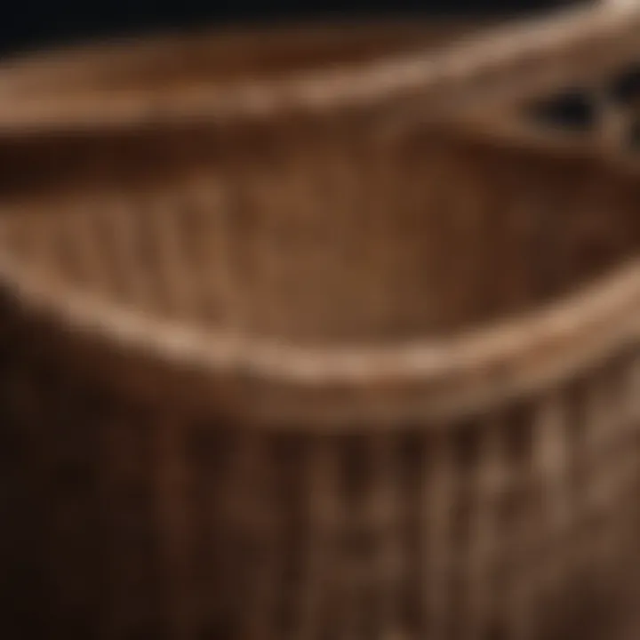 Close-up of wicker basket details highlighting craftsmanship