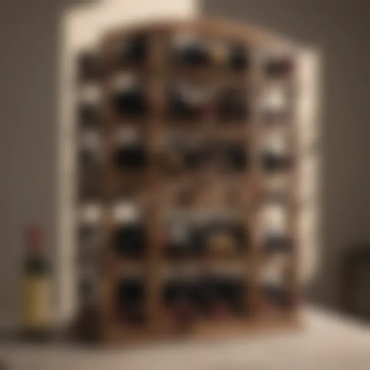 Elegant wooden wine rack showcasing various bottles