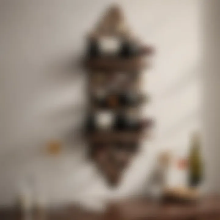 Stylish wall-mounted wine rack with decorative elements