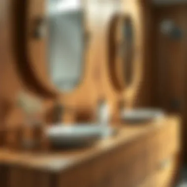 Natural Beauty: Wooden Texture Revealed Aesthetic close-up of natural wood grain in a bathroom vanity