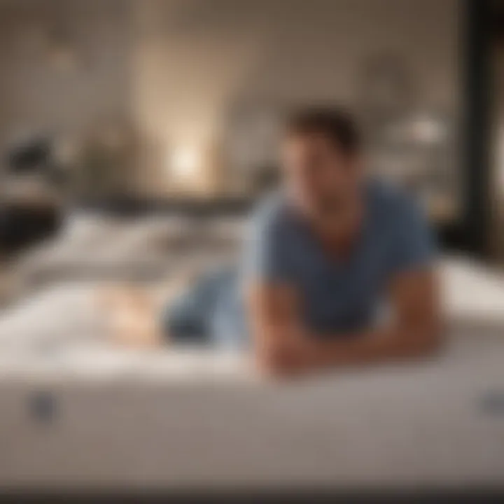 Happy customers lying on mattresses during a shopping experience