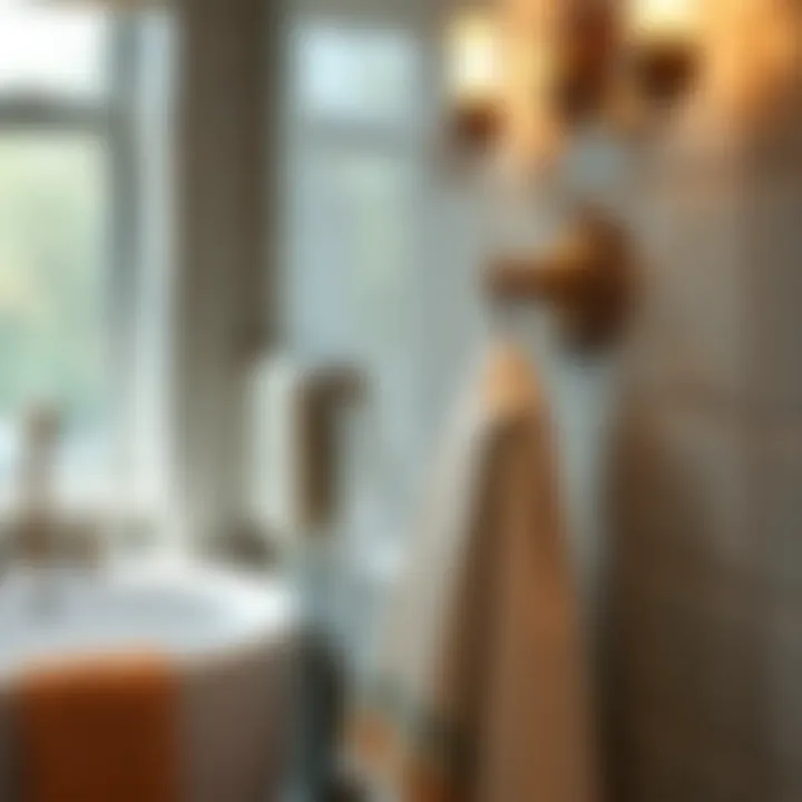 Delta towel hooks harmonizing with elegant bathroom decor