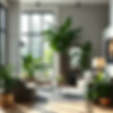 Lush giant indoor plant in a modern living room