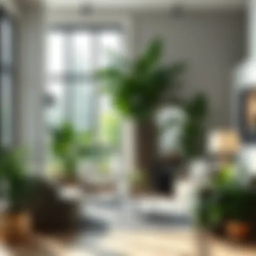 Lush giant indoor plant in a modern living room