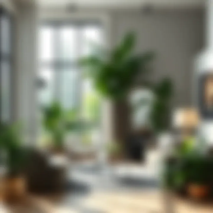 Lush giant indoor plant in a modern living room