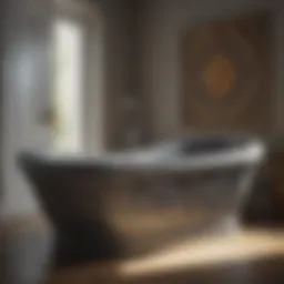 Elegant granite bathtub showcasing intricate patterns and textures