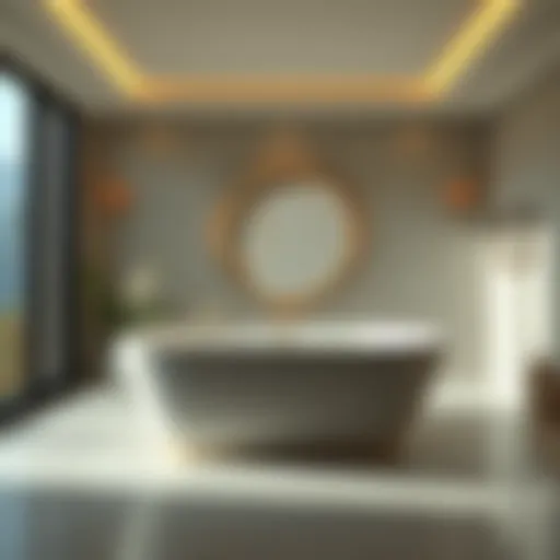 Elegant Design of a Heated Soaking Bathtub Luxurious heated soaking bathtub with ambient lighting