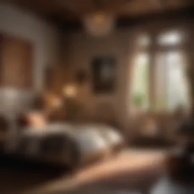 Serene Atmosphere with Earthy Tones A serene bedroom atmosphere enhanced with earthy tones and natural materials