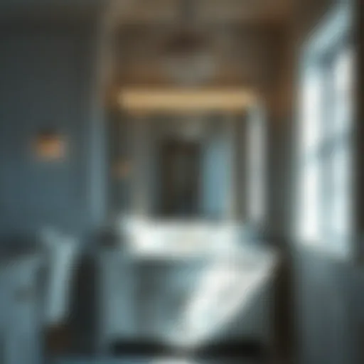 Elegant bathroom featuring a crystal light bar above the vanity