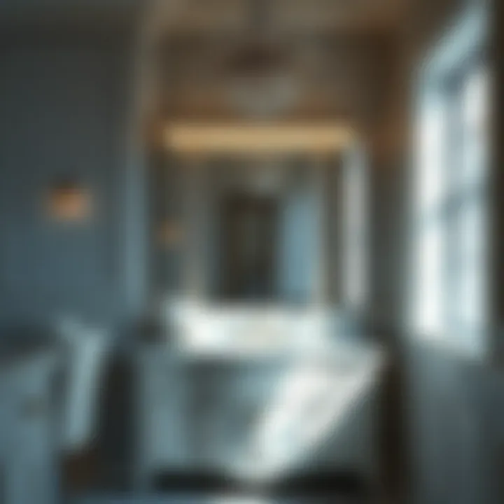 Elegant bathroom featuring a crystal light bar above the vanity