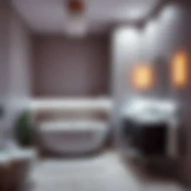 Modern bathroom showcasing a crystal light bar integrated into stylish decor