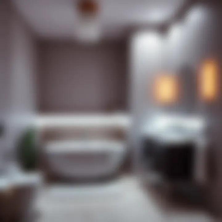 Modern bathroom showcasing a crystal light bar integrated into stylish decor