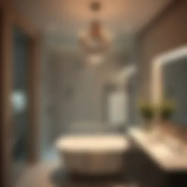 A serene bathroom ambiance created by soft lighting from crystal light bars