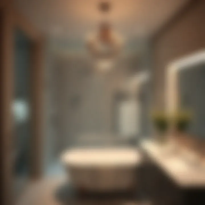 A serene bathroom ambiance created by soft lighting from crystal light bars