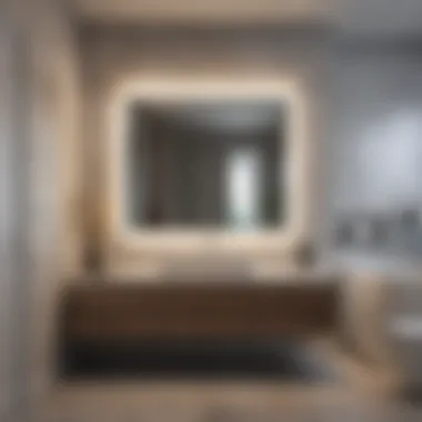 Sleek Minimalist Design Elegant minimalist dressing table in a modern bathroom