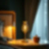 A stylish bedside lamp with a warm glow