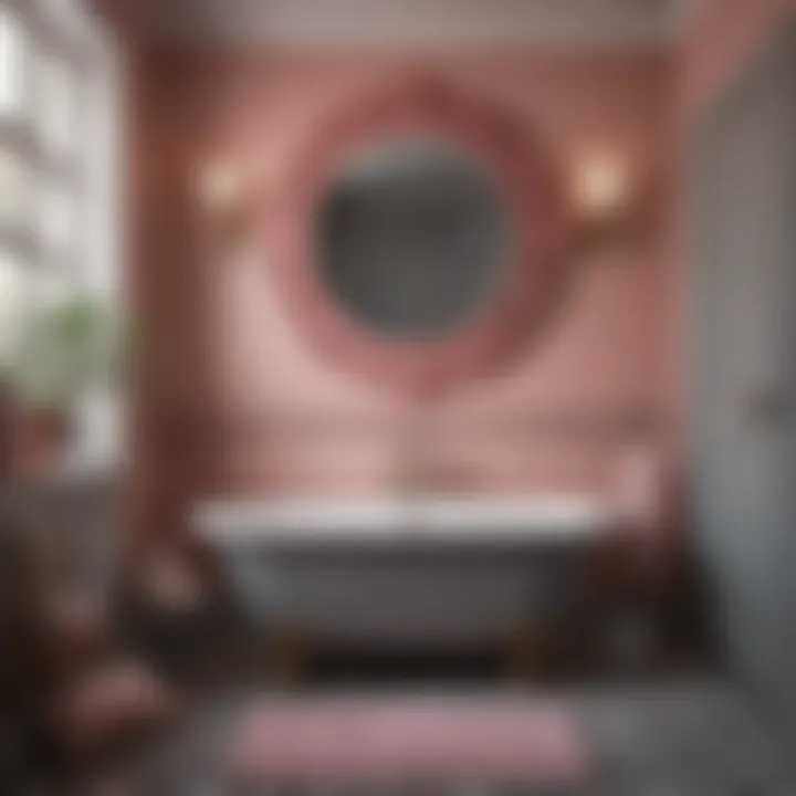 Vintage-inspired grey and pink bathroom decor