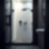 Modern stand-up shower with sleek tiles in a compact bathroom