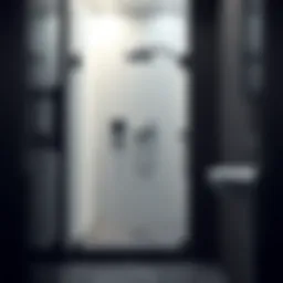 Modern stand-up shower with sleek tiles in a compact bathroom