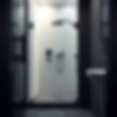 Modern stand-up shower with sleek tiles in a compact bathroom