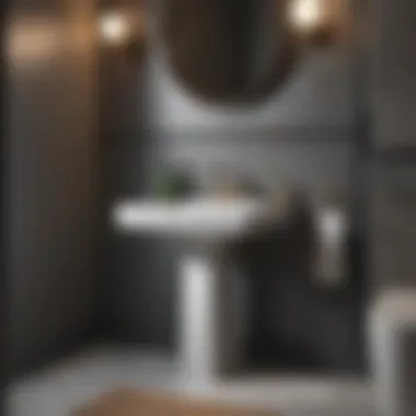 Modern Pedestal Sink in a Chic Small Bathroom Stylish small bathroom featuring a modern pedestal sink.