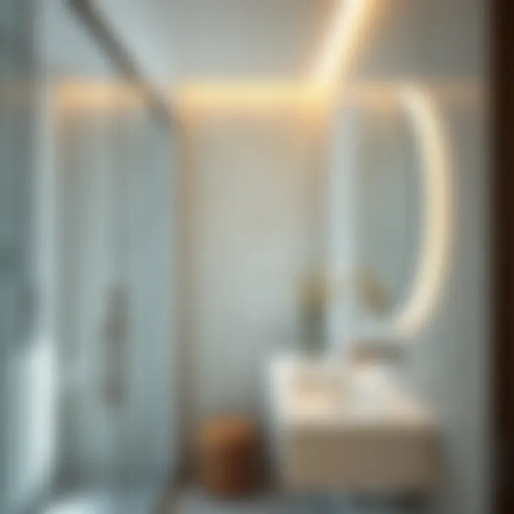 Installation of a curved rod in modern bathroom