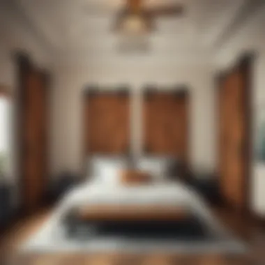 Stylish Bedroom with Barn Doors Stylish bedroom featuring barn doors and locks