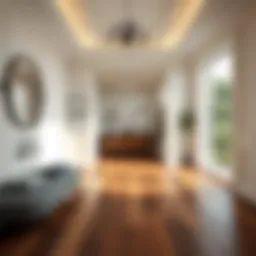 Elegant hardwood flooring in a modern bathroom setting