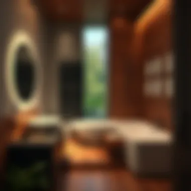 Stylish Bathroom with Hardwood Accents Stylish bathroom with hardwood accents and minimalist design