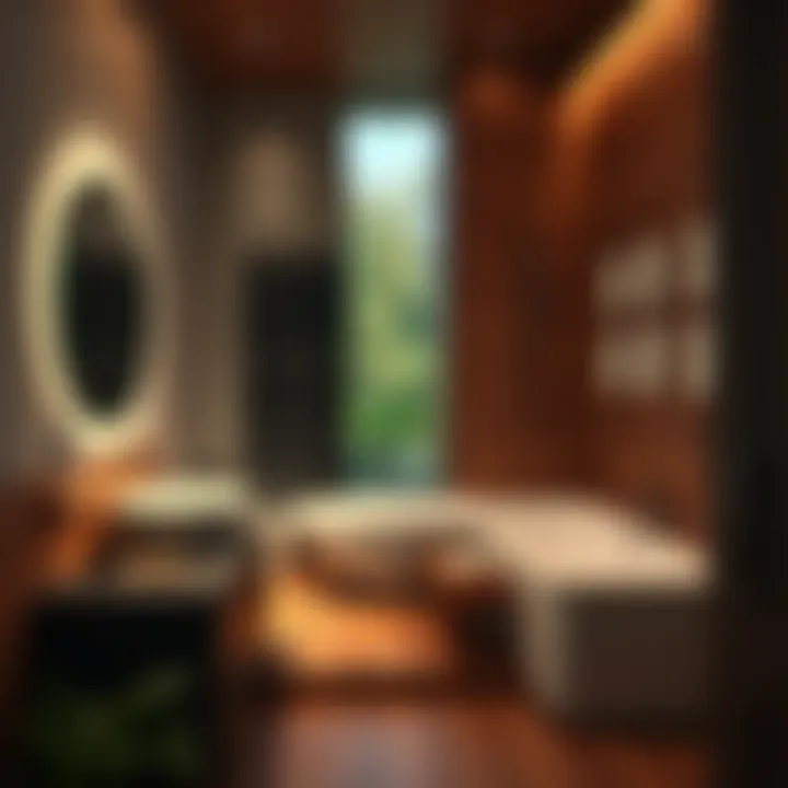 Stylish Bathroom with Hardwood Accents Stylish bathroom with hardwood accents and minimalist design