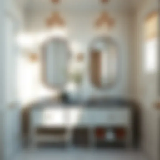 Stylish Dual Sink Arrangement in Jack and Jill Bathroom Elegant Jack and Jill bathroom with dual sinks