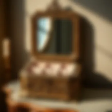 Vintage-inspired jewelry box with a mirror and delicate details