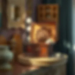 Elegant wood jewelry box with intricate carvings