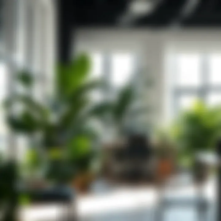 Stylish integration of large foliage in a contemporary office