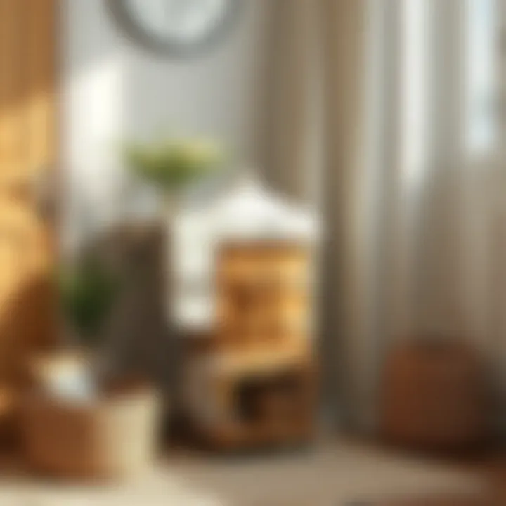 Minimalist wooden laundry basket complementing a chic interior